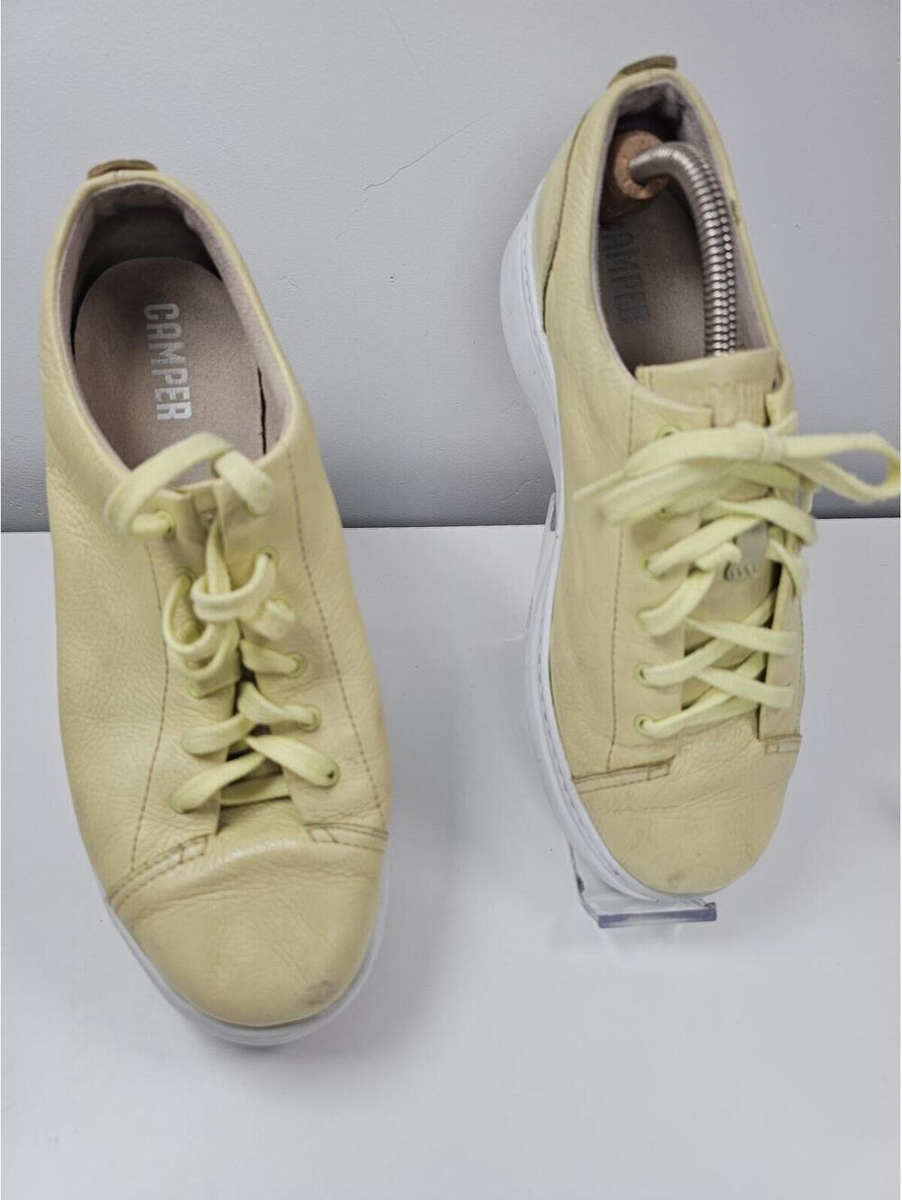 Camper Yellow Leather Sneakers with White Sole